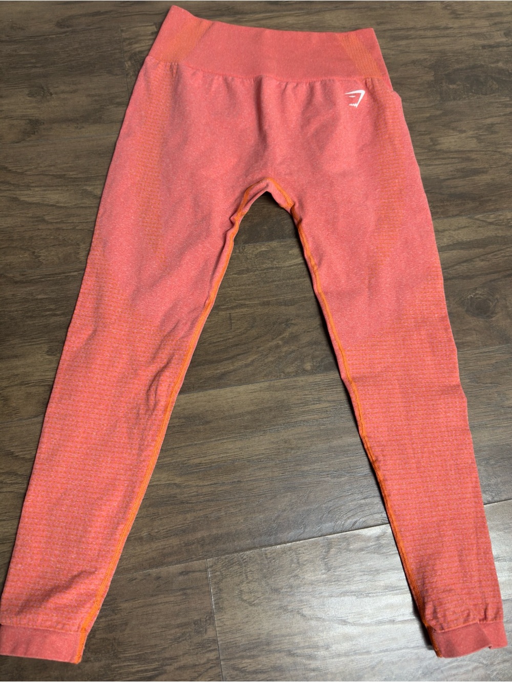Gymshark women Coral Leggings with Orange Seams